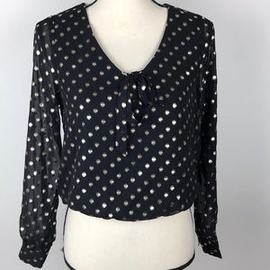 Self Esteem Black & Gold Polka Dots Top